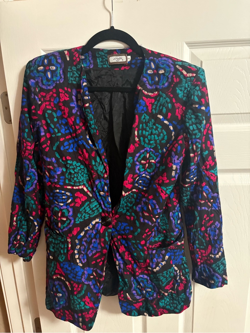 Toffs vintage VTG blazer 1980s 3/4 length sleeve shoulder pads women's size 6